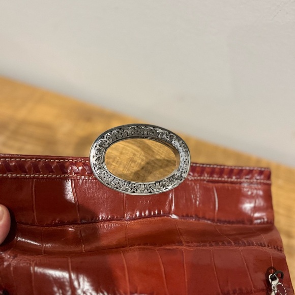 Brighton red leather croc embossed crossbody clutch bag with chain eUC‎ - Picture 8 of 9